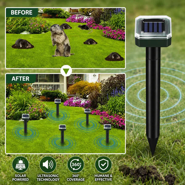 Spring Sale 50% OFF☘️Solar Powered Waterproof Screw Mole Repellent🐭